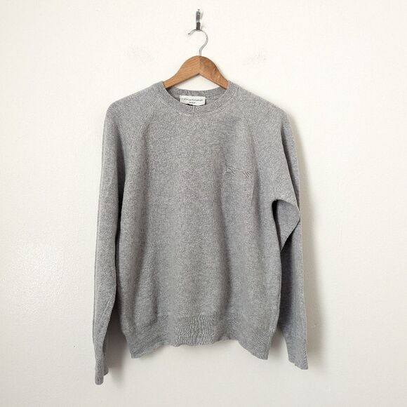 Officine Generale Paris light grey 100% merino wool Slater crewneck sweater - Picture 3 of 7
